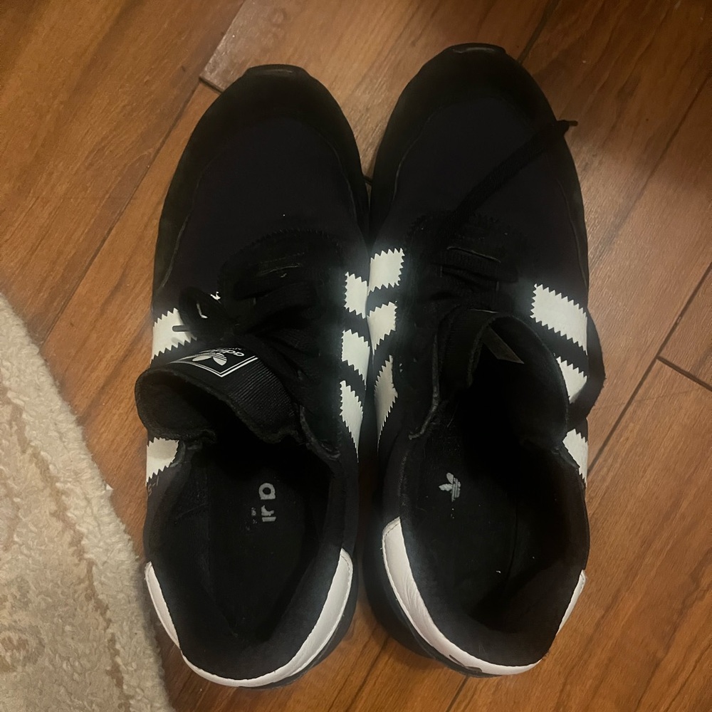 Adidas Men's Black and White Striped Sneakers